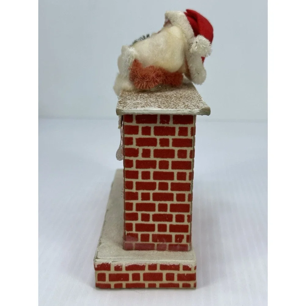 Vintage Christmas Tree Santa Claus & Fireplace Decoration Made In Japan